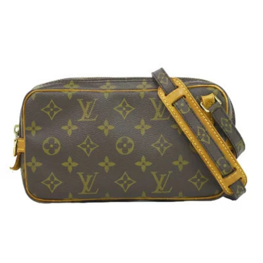 Louis Vuitton LV Pochette Marly Monogram Shoulder Bag Canvas Leather Brown